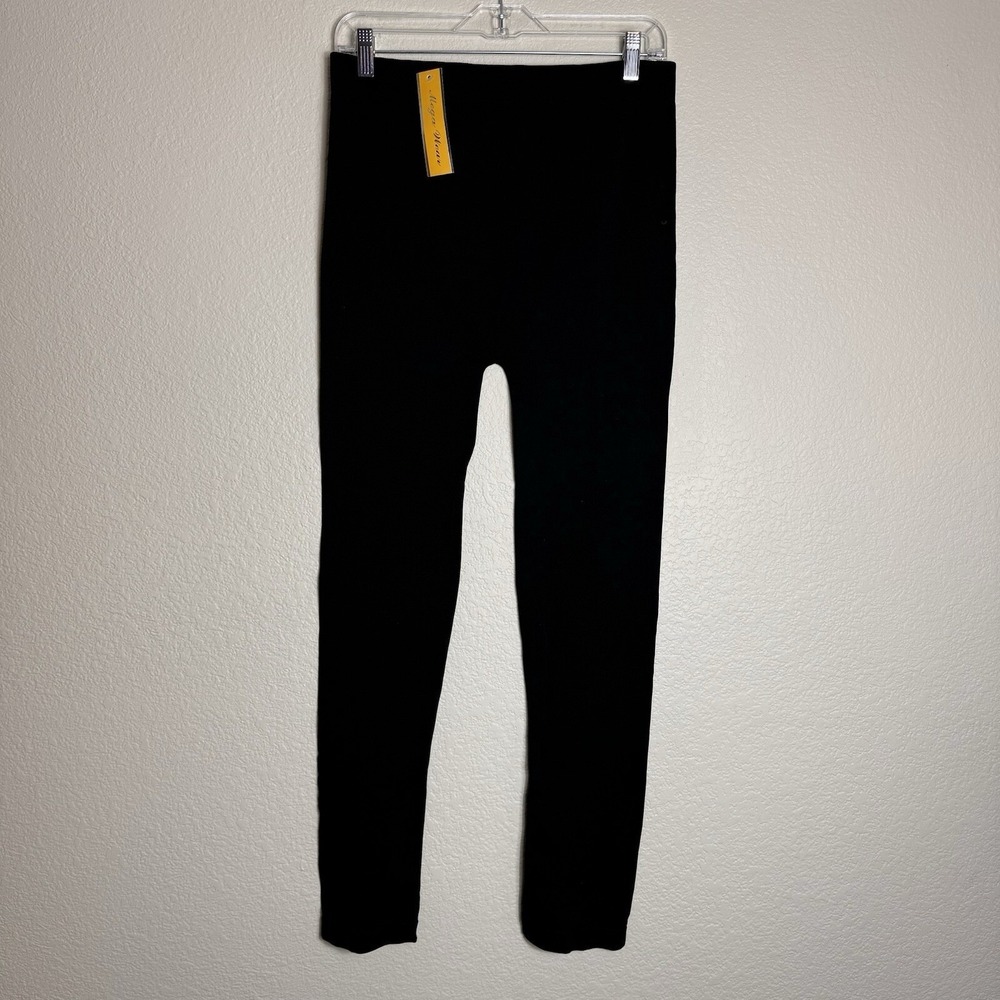 Mega Wear‎ Maternity Leggings OS Black LM151-26 Nylon Spandex Over Belly Stretch